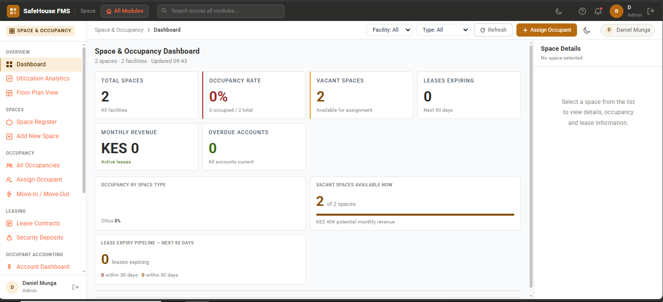 SafePortal Space Occupancy Dashboard
