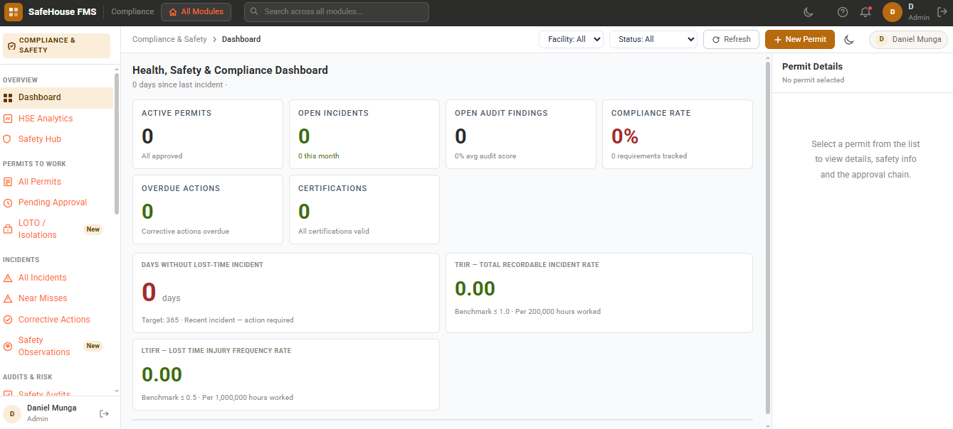 SafePortal Compliance & Safety Dashboard